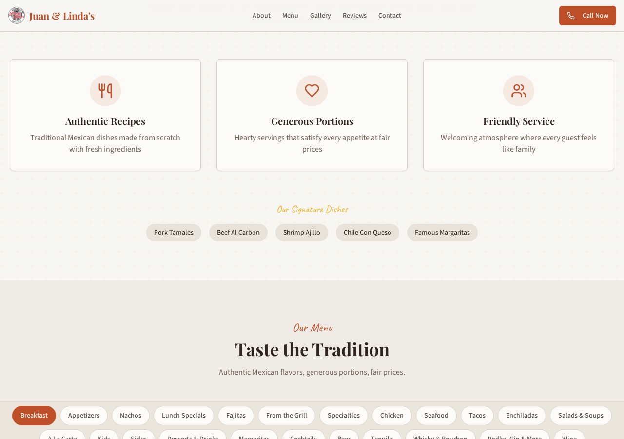 Juan & Linda's Mexican Restaurant website preview